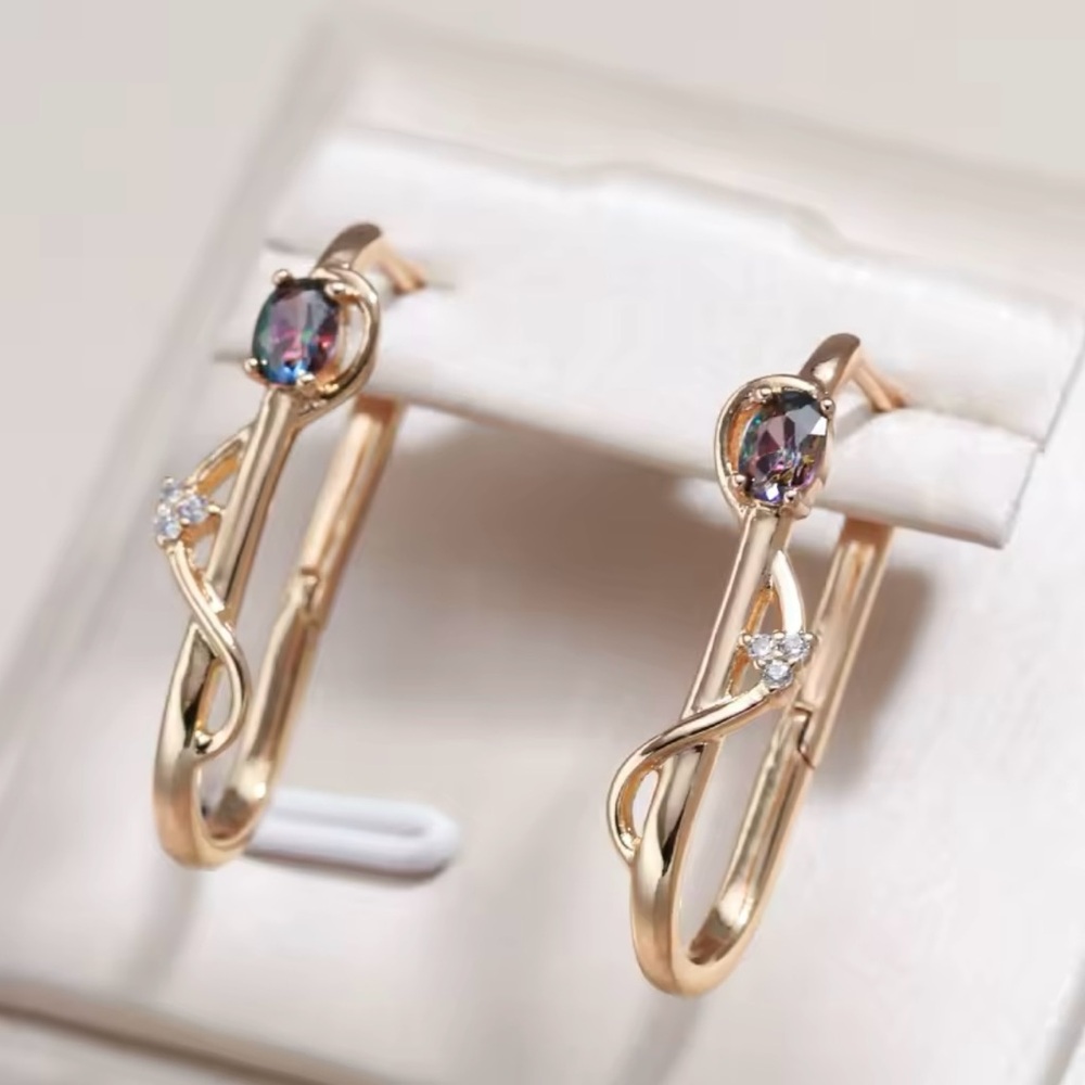 Rose Gold Mystic Point Long Earrings